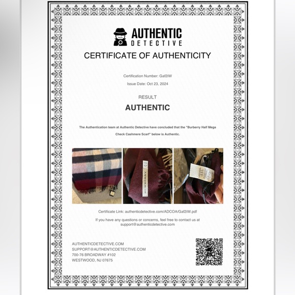 BURBERRY Claret Check 100% Cashmere Scarf, 200x36 cm, Authentic (final sale) - Picture 14 of 14